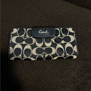 Coach Black and White Signature Wallet